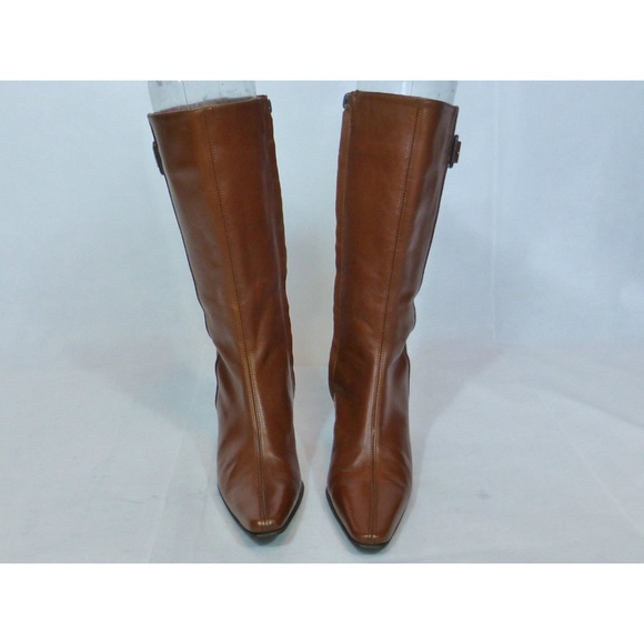 Amalfi Cognac Leather Mid Calf Boot Made in Italy - Picture 2 of 8